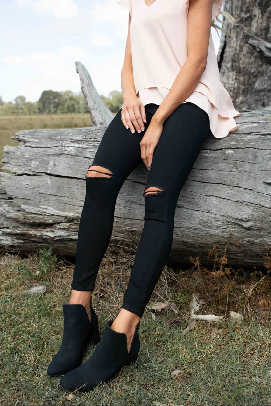 Rip Knee Black Denim Skinny Jean