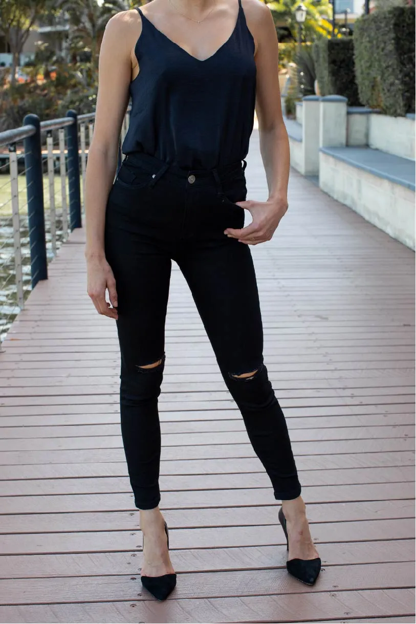 Rip Knee Black Denim Skinny Jean