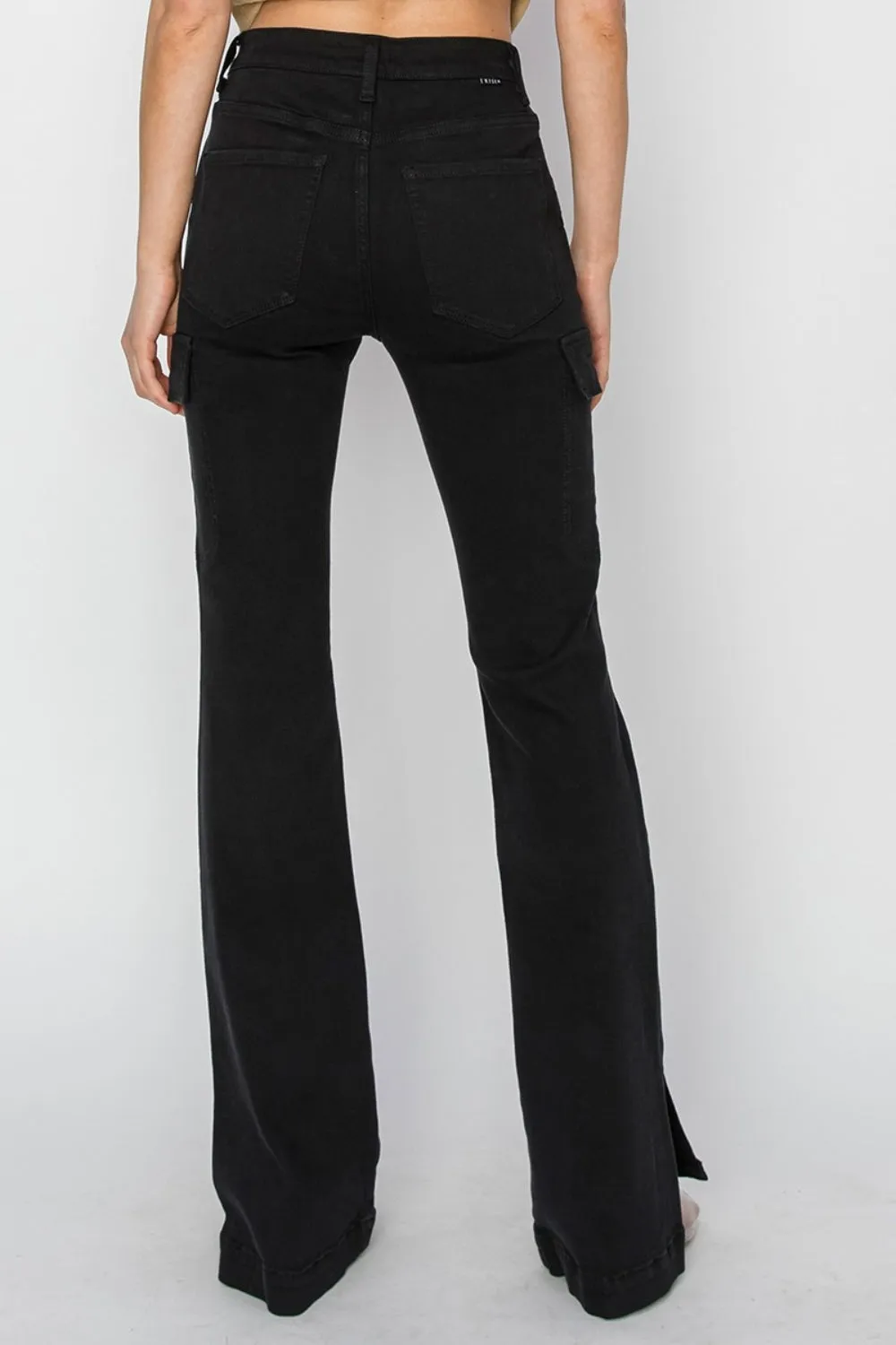 RISEN Rhonda High Rise Side Slit Cargo Bootcut Jeans