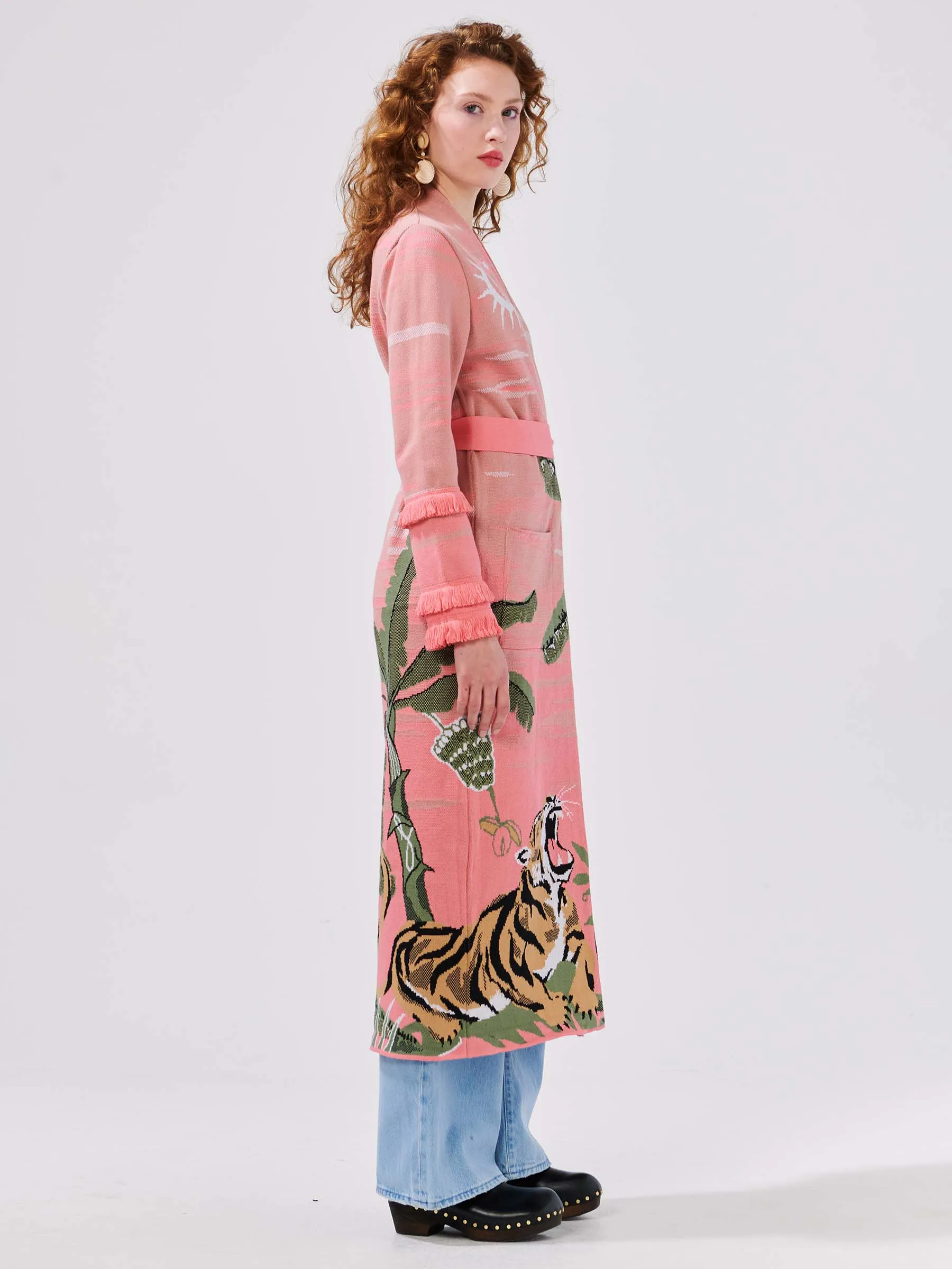 Roaring Tiger Cotton Jacquard Duster Pink