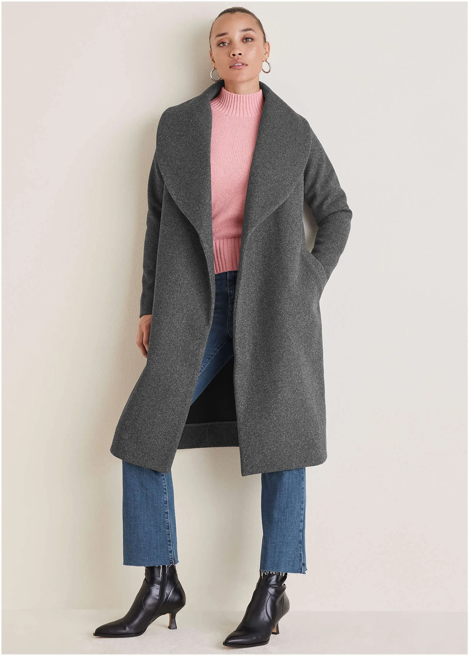 Robe Wrap Coat - Dark Heather Grey