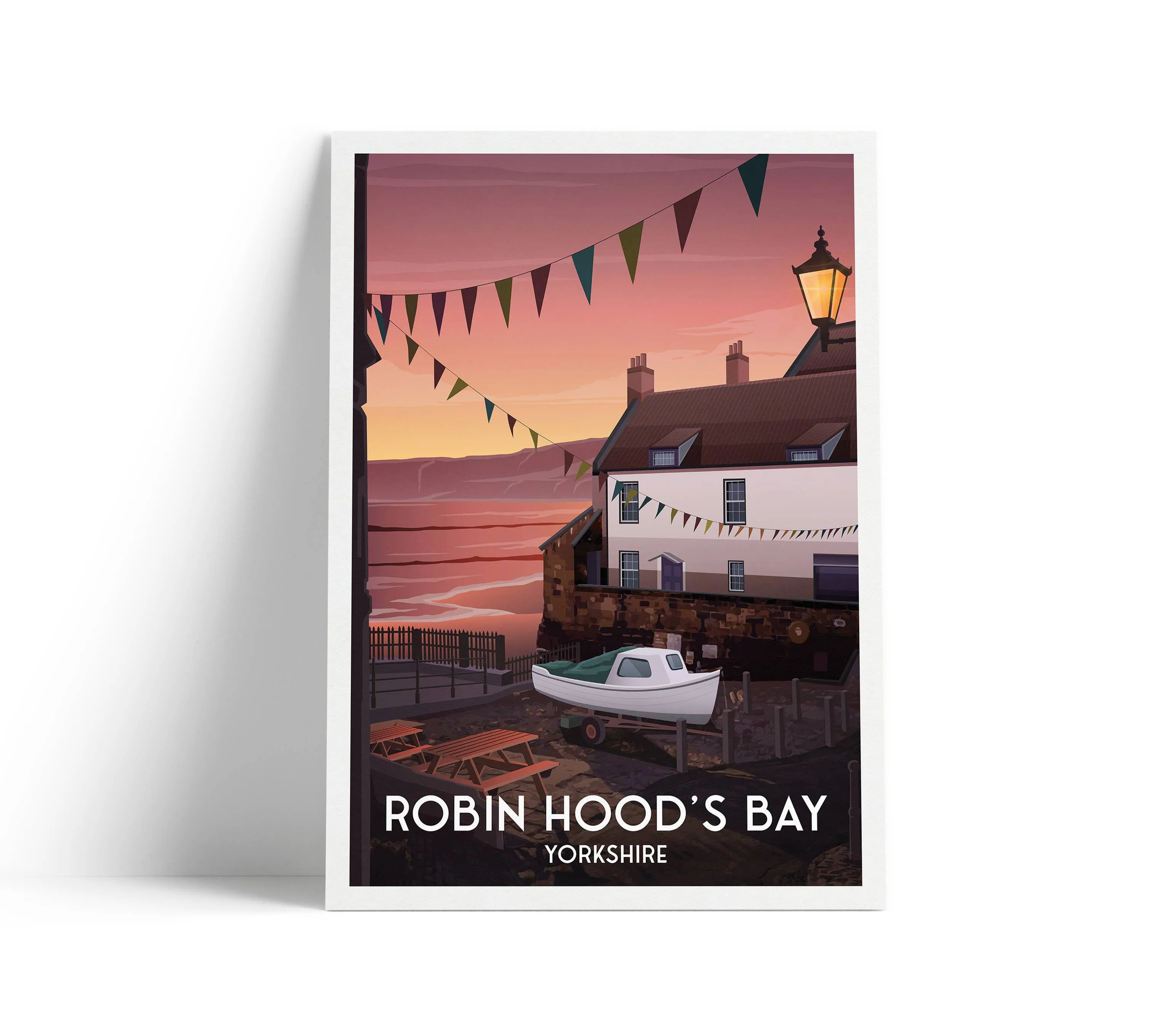 Robin Hood's Bay Harbour Travel Poster | UK Travel Poster