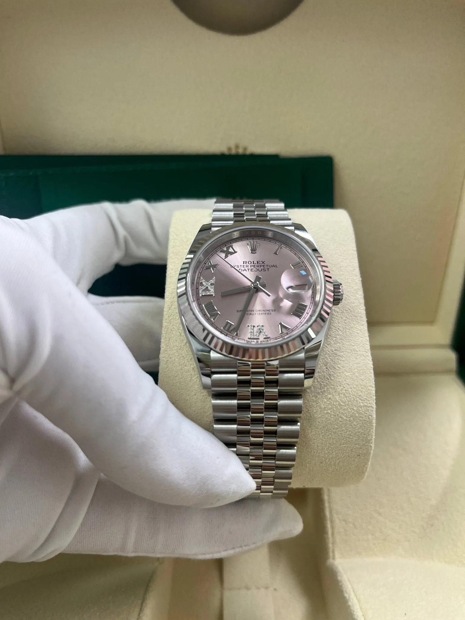 Rolex Datejust 36 Jubilee Pink Roman Dial Ladies (Reference 126234)