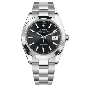 Rolex Datejust 41 Steel Black Index Dial Smooth Oyster Automatic Watch  TFJ-142508568