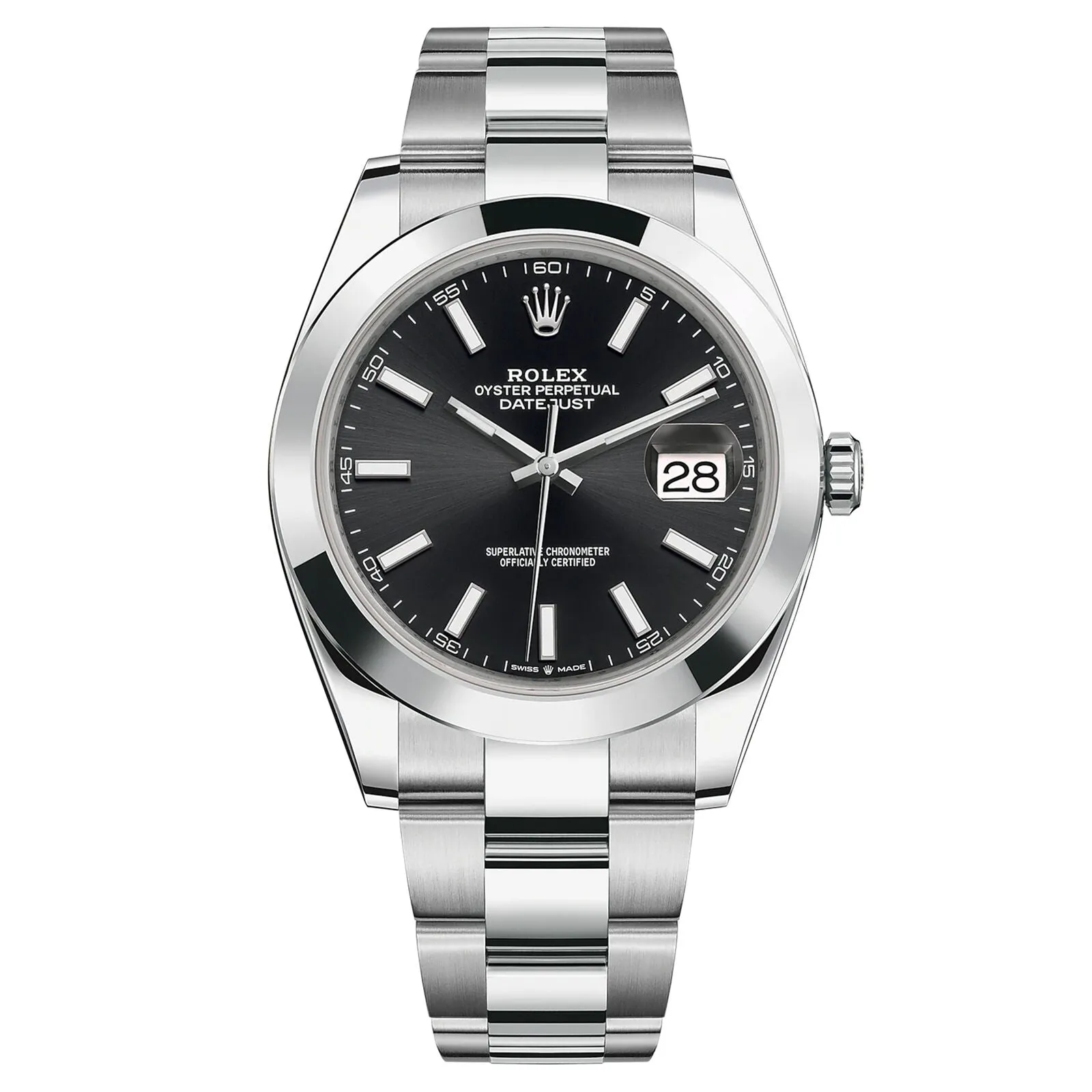 Rolex Datejust 41 Steel Black Index Dial Smooth Oyster Automatic Watch  TFJ-142508568