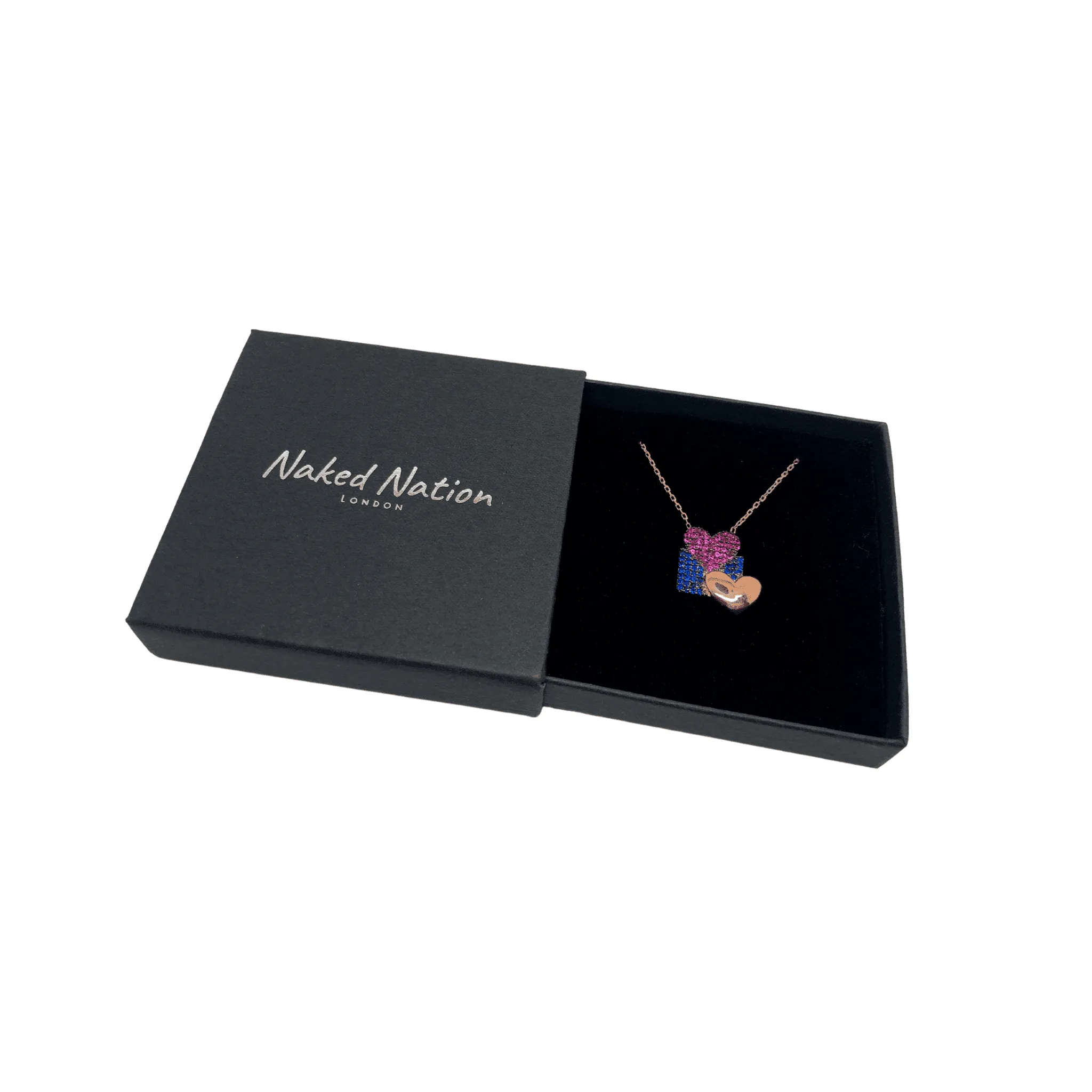 Romantic Rose Gold with two hearts Pendant Necklace