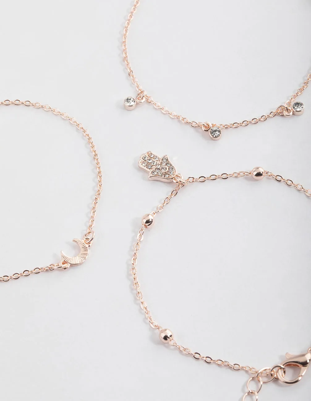 Rose Gold Diamante Fatima Bracelet Pack