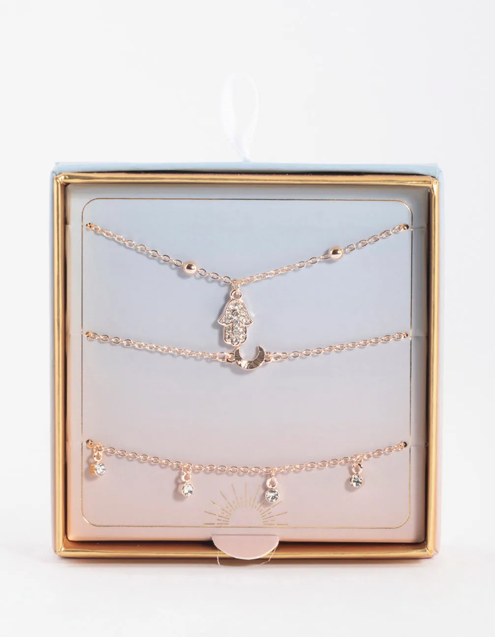 Rose Gold Diamante Fatima Bracelet Pack