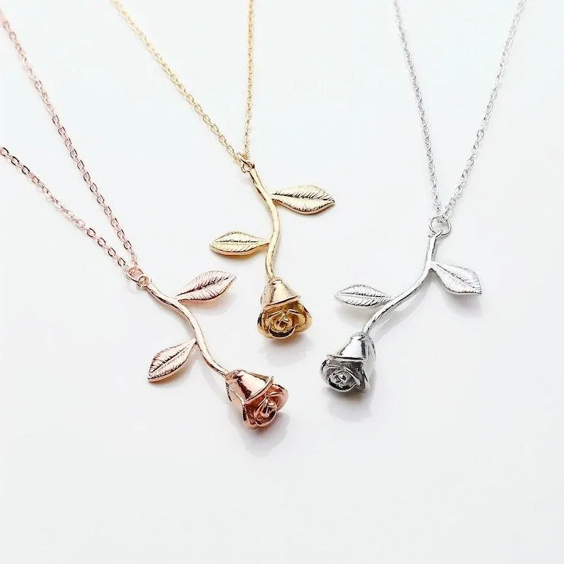 Rose Gold Initial Necklace - Rose Gold Letter Necklace, Personalized Initial Pendant by Cushy Pups