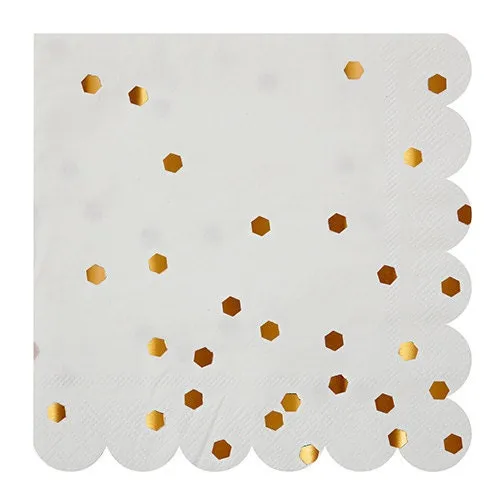 Rose Gold Large Napkins, Set of 16 Rose Gold Foil Large Napkins With a Geometric Pattern, Scalloped Edge