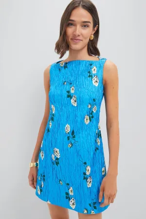 Rose Stems on Electric Blue Fifer Mini Dress