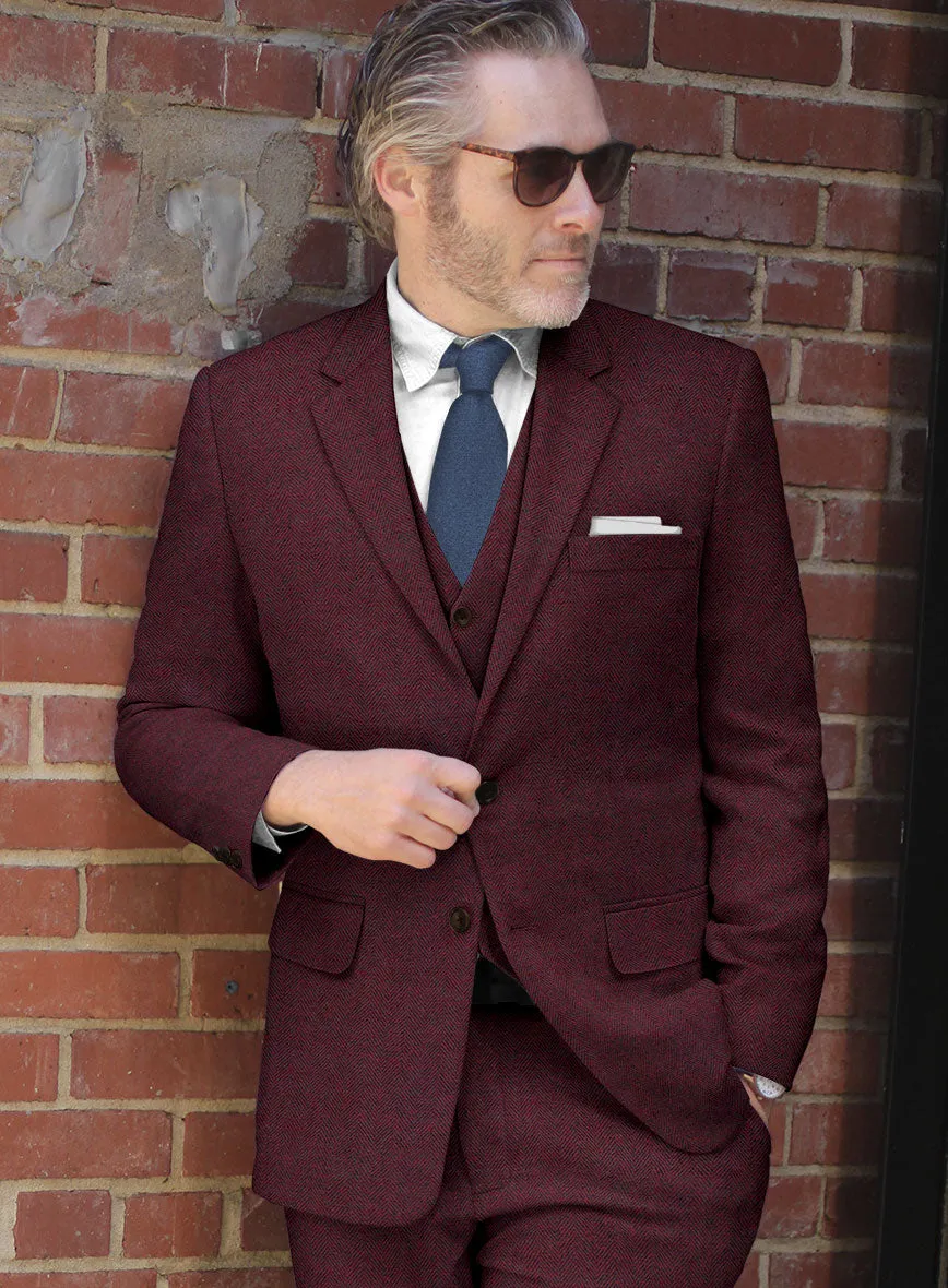 Rose Wine Herringbone Tweed Jacket