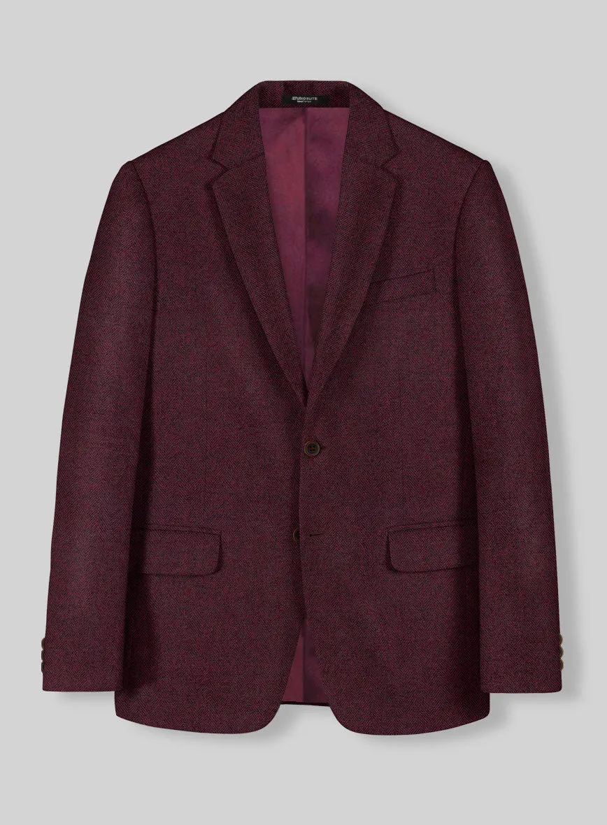 Rose Wine Herringbone Tweed Jacket