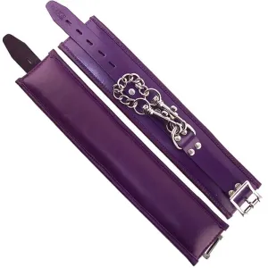 Rouge Garments Adjustable Padded Purple Leather Wrist Cuff Restraints