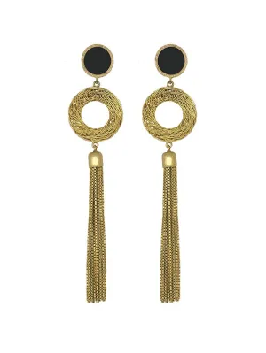 Round Black Danglers (Long)