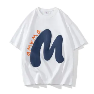 Round Neck Print Pure Cotton Comfortable Loose Fit Short Sleeve Tee