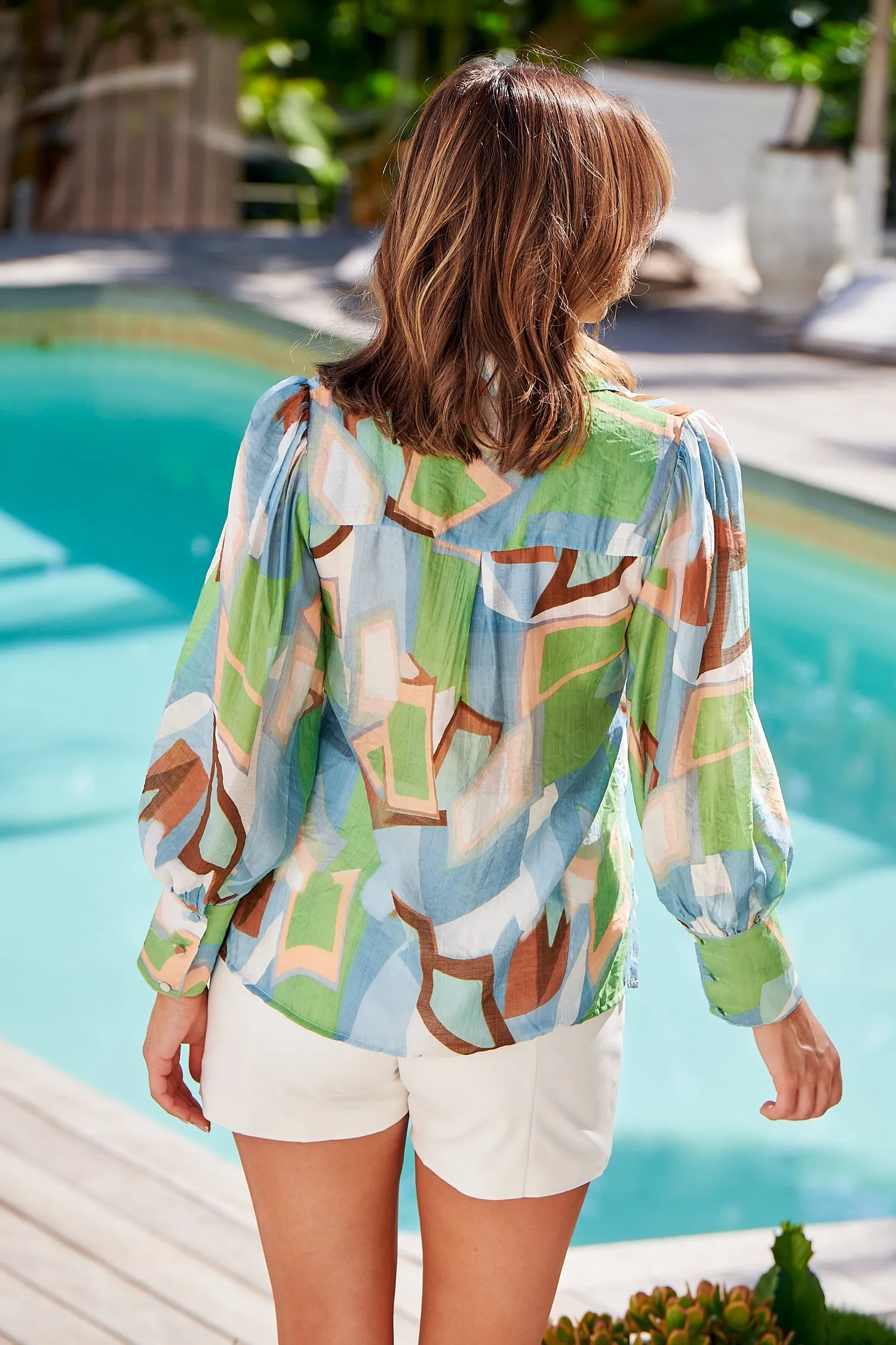 Roux Blue/Green Print Lightweight Summer Shirt