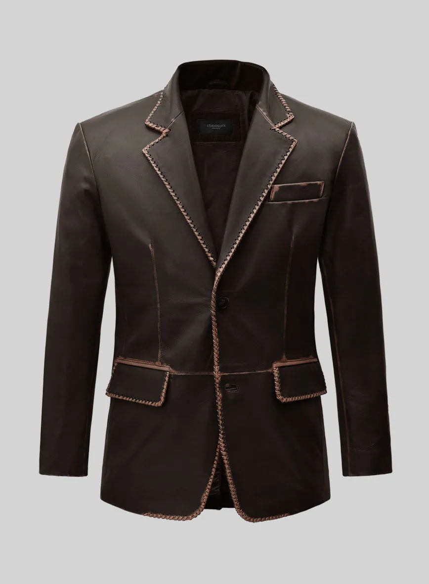 Rubbed Brown Medieval Leather Blazer