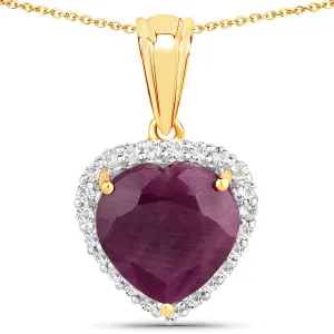 Ruby & White Topaz Sterling Silver Pendant