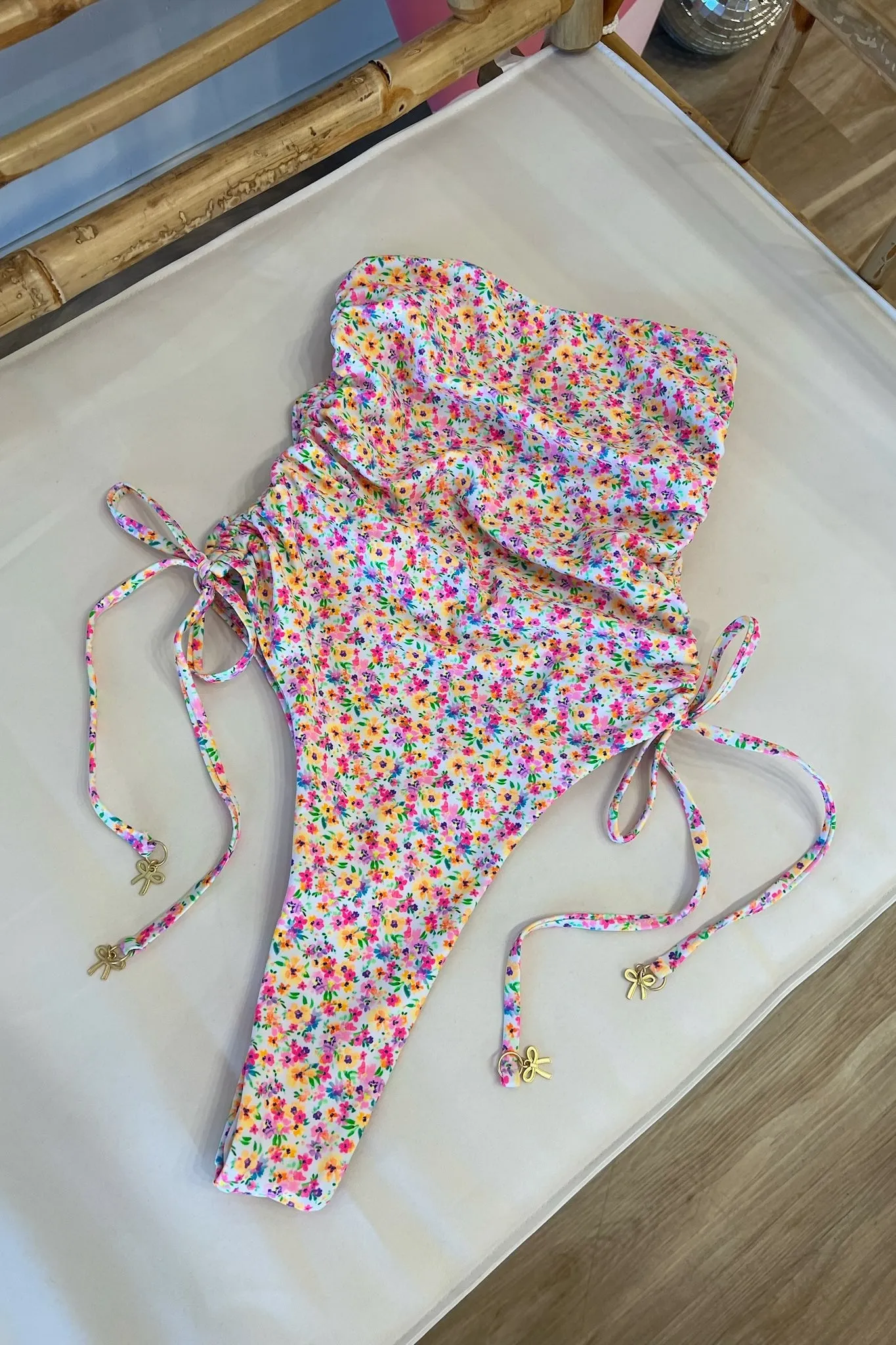 Ruched Bandeau One Piece in Dollhouse