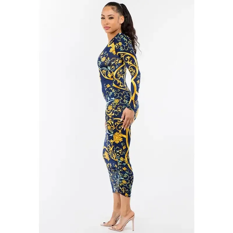 Ruched Lined Double Layer Midi Dress
