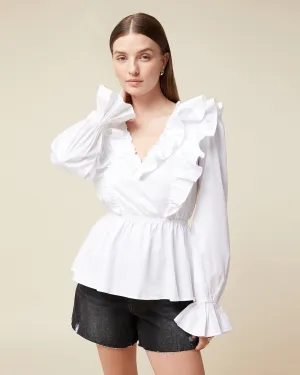 Ruffle Poplin Blouse