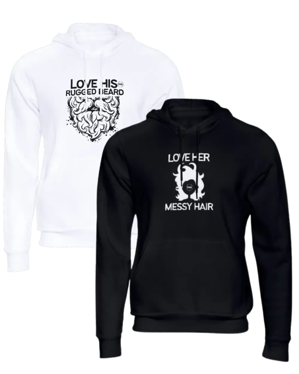 Rugged Beard/Messy Hair Couple Hoodie