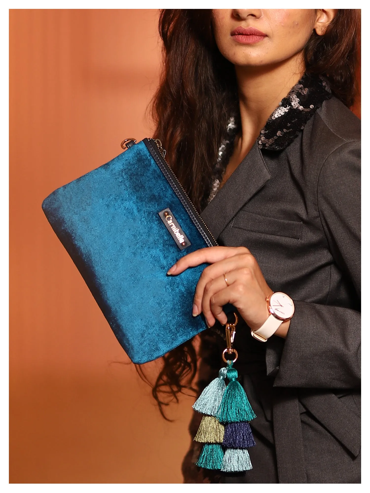 RUMI Tassel Clutch - Teal