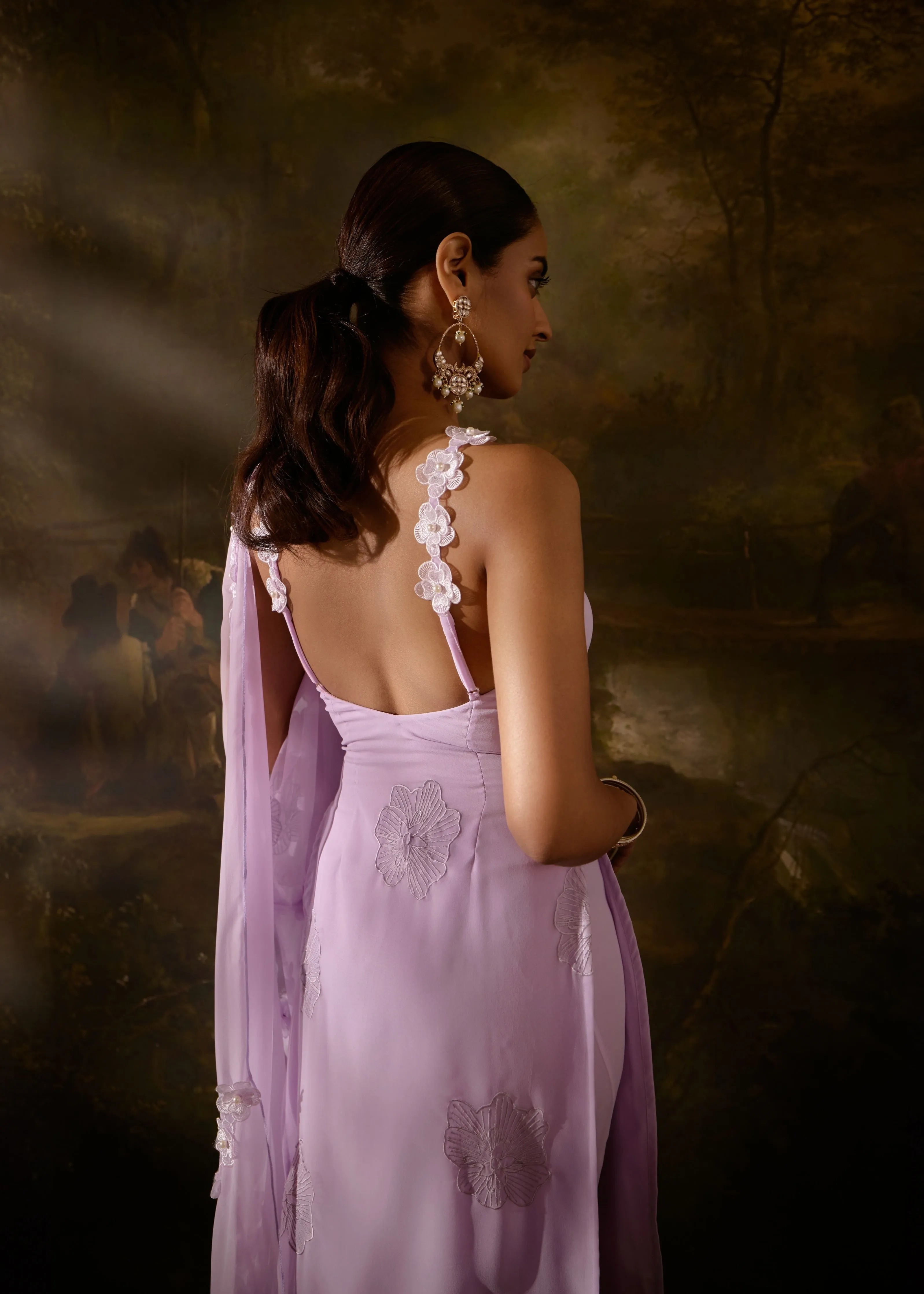 Sadida Lavender Floral Embroidered Kurta Set