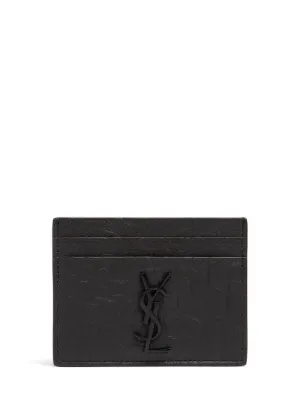 Saint Laurent   Croc embossed leather card holder 