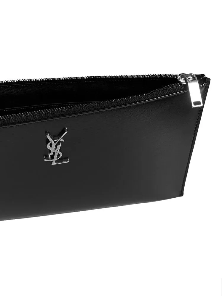 Saint Laurent Logo Plaque Zipped Clutch Bag I-PAD HOLDER