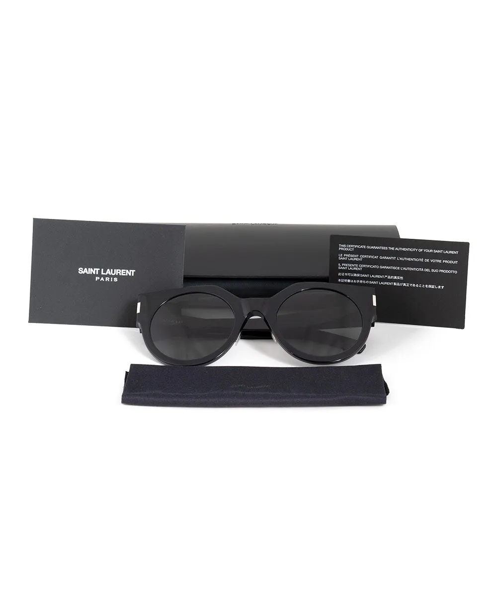 Saint Laurent SL 185 SLIM 001 52 Round Sunglasses
