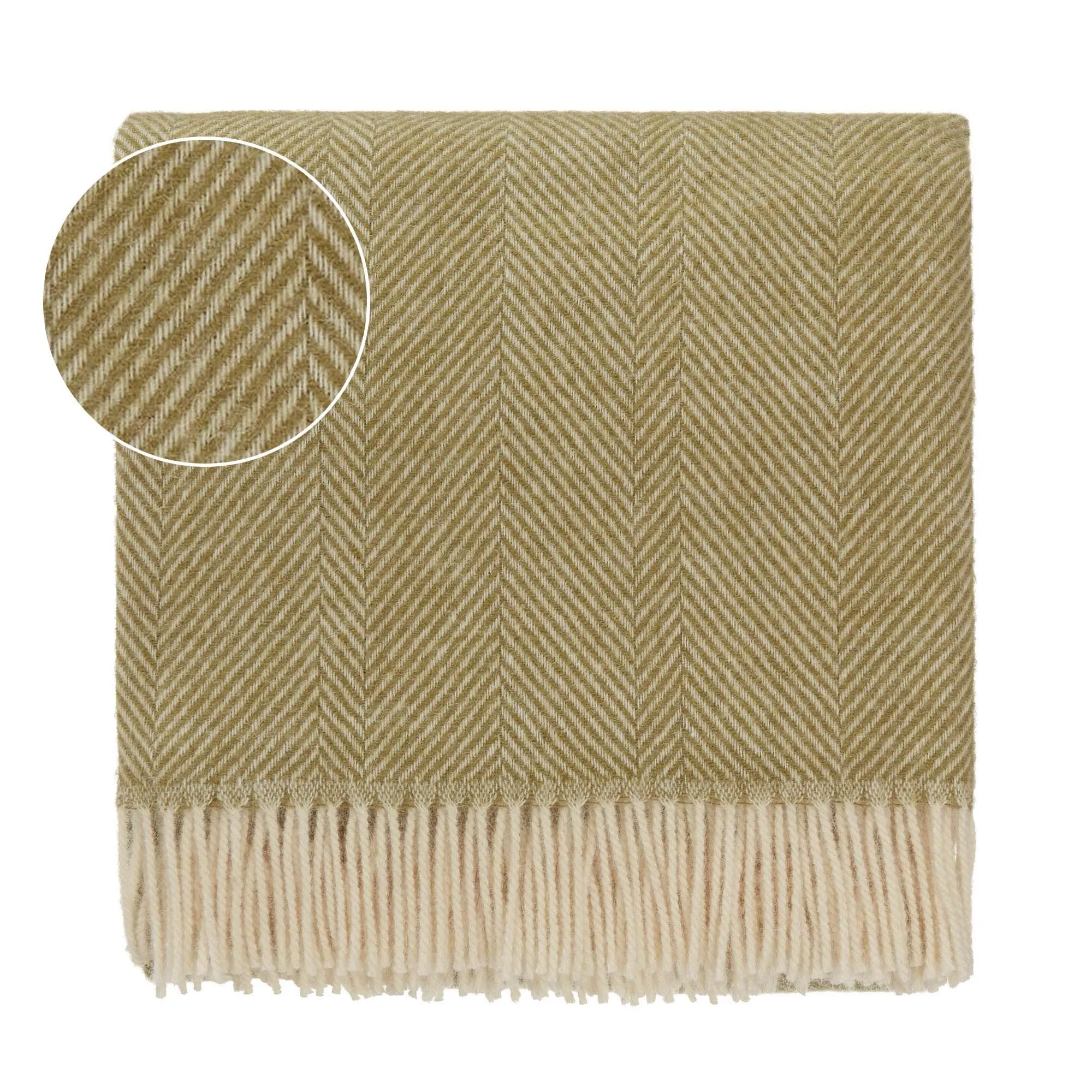 Salantai Wool Blanket [Moss green/Cream]