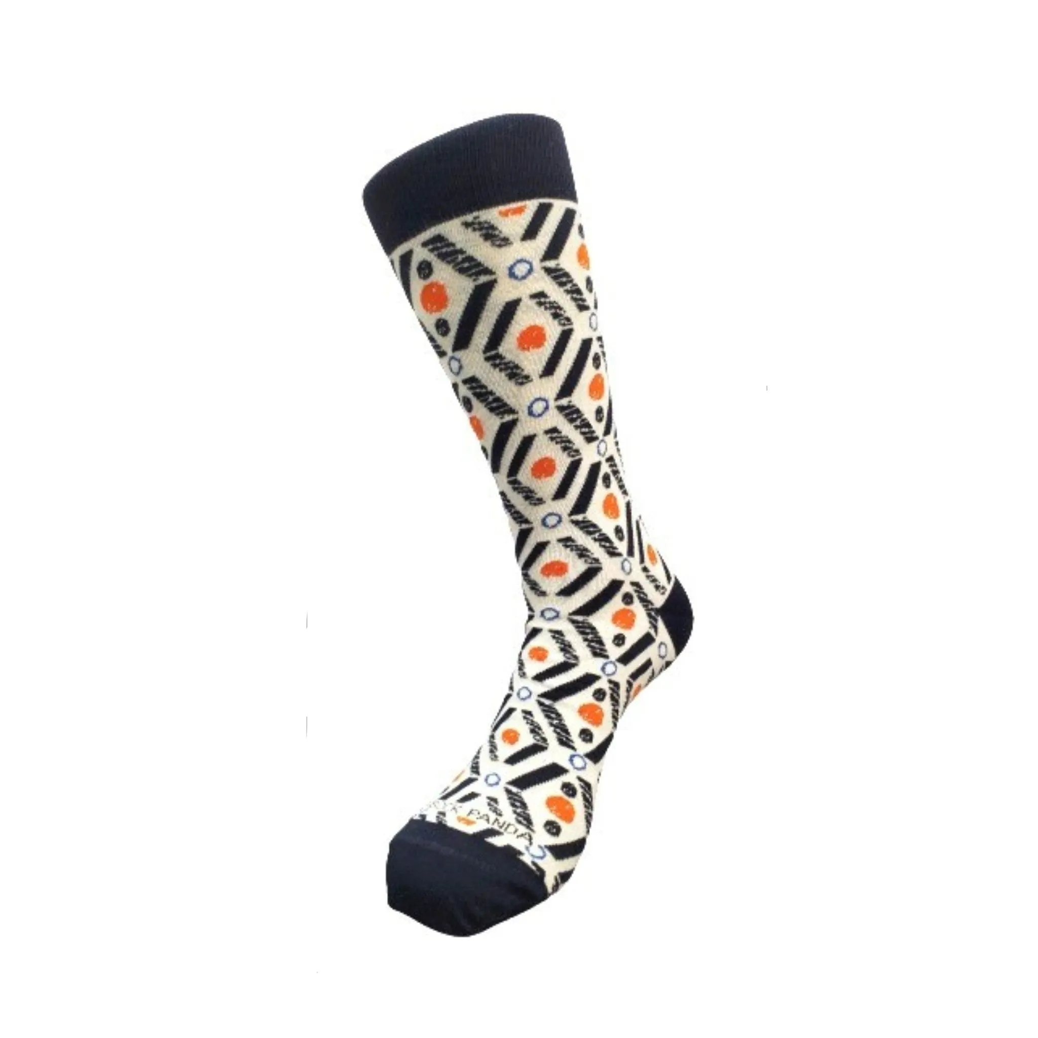 Salmon and Navy Blue Patterned Socks (Adult Large - Men's Shoe Sizes 8-12) from the Sock Panda