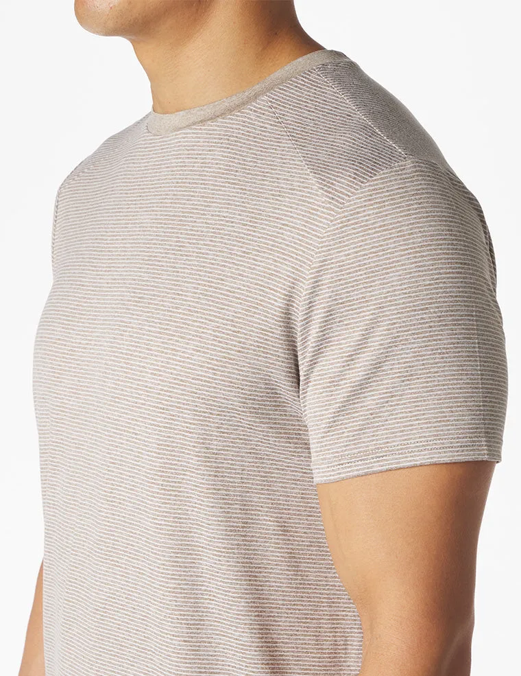 Salton Short Sleeve: Sand Stone and White Stripe