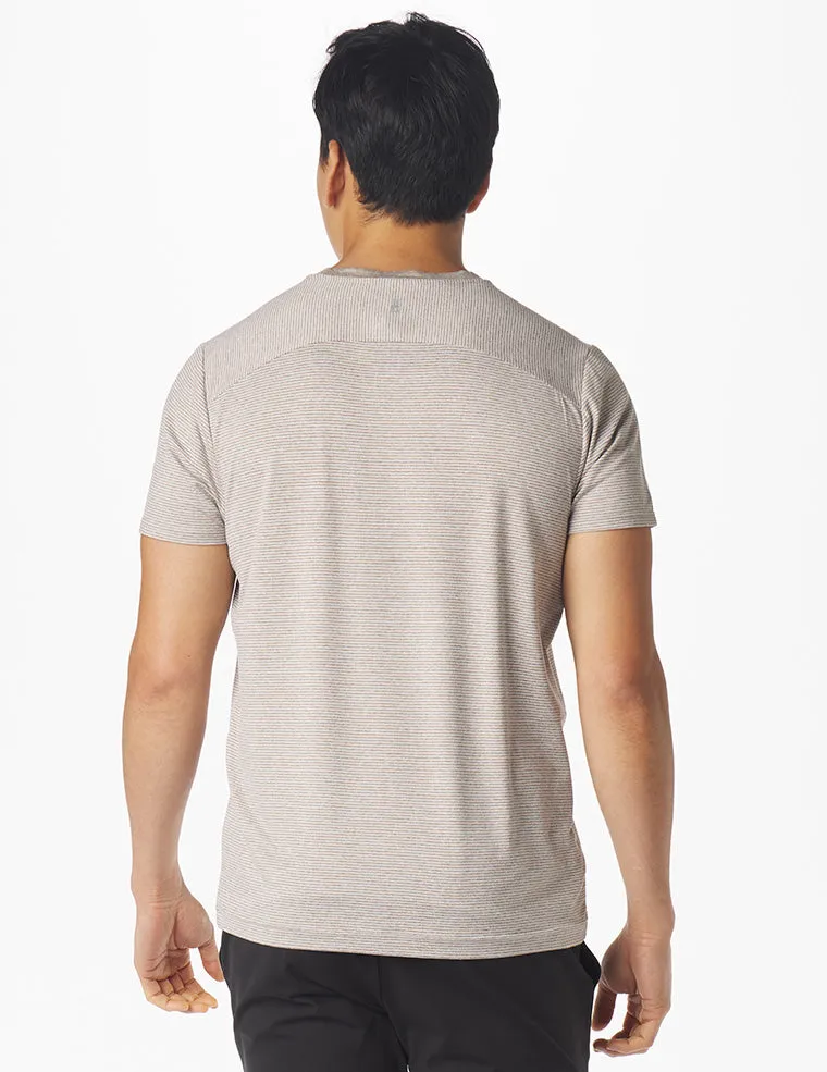 Salton Short Sleeve: Sand Stone and White Stripe