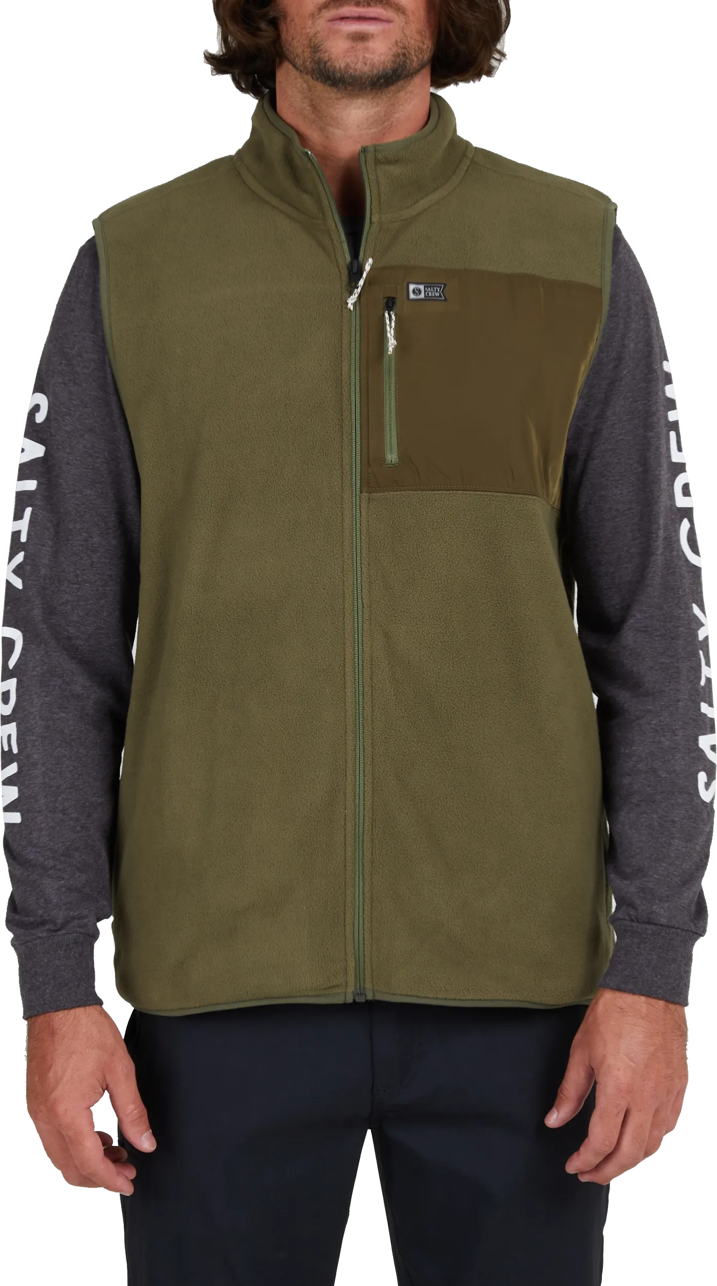 Salty Crew Men&#x27;s Ebbtide Polar Fleece Vest Olive | Buy Salty Crew Men&#x27;s Ebbtide Polar Fleece Vest Olive here | Outnorth