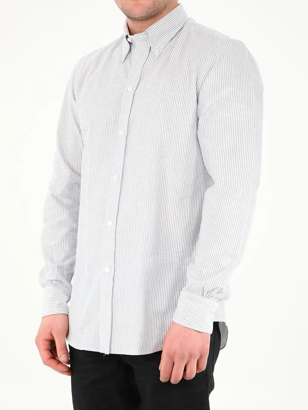 Salvatore Piccolo White And Blue Striped Shirt