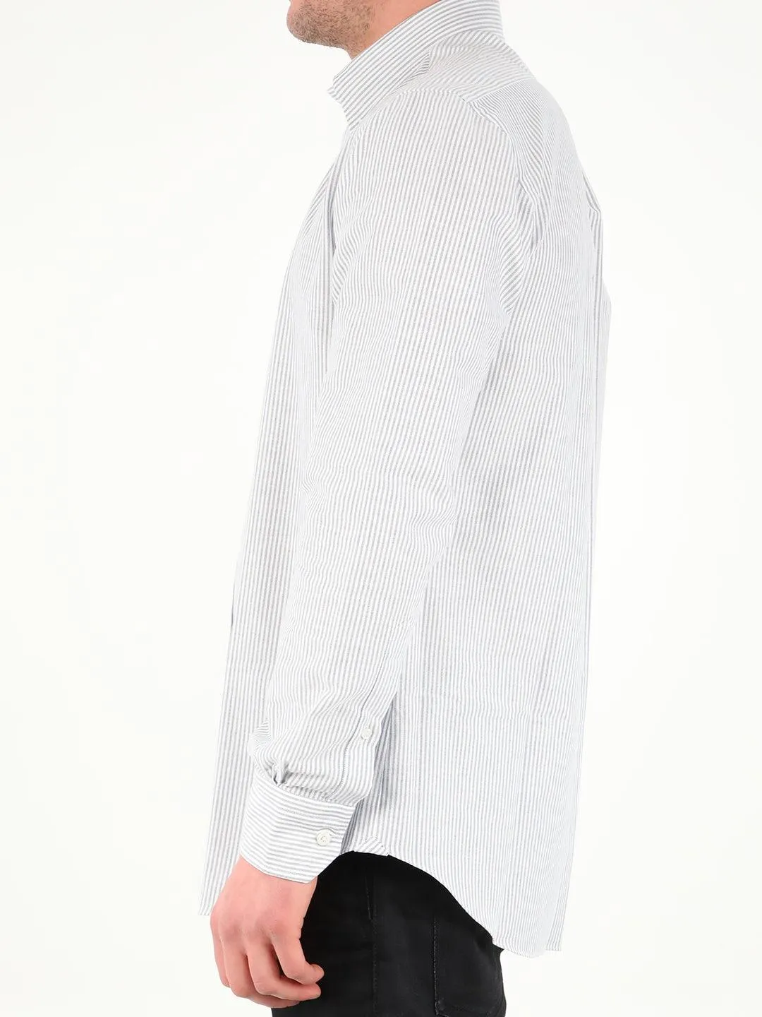 Salvatore Piccolo White And Blue Striped Shirt