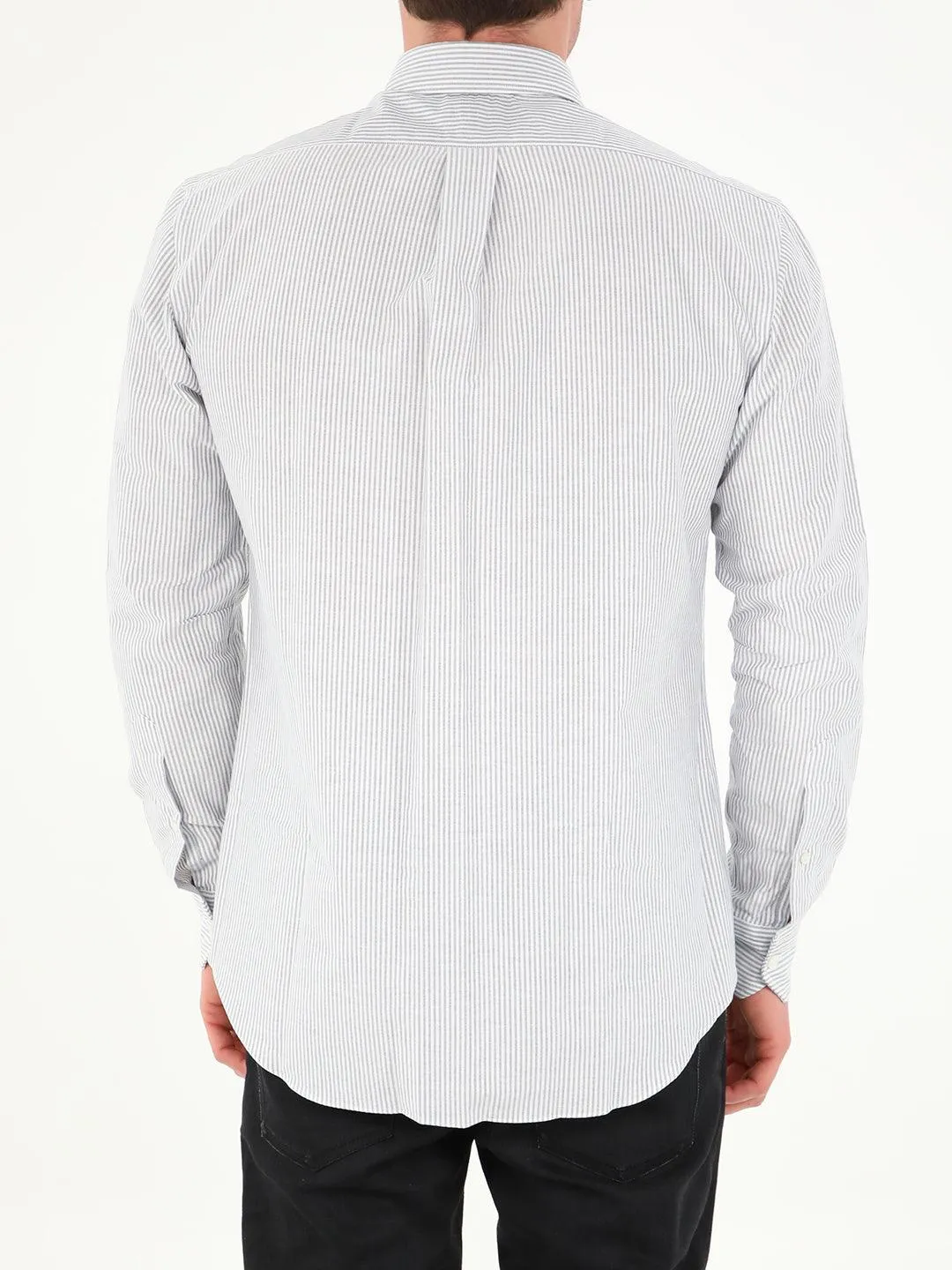 Salvatore Piccolo White And Blue Striped Shirt