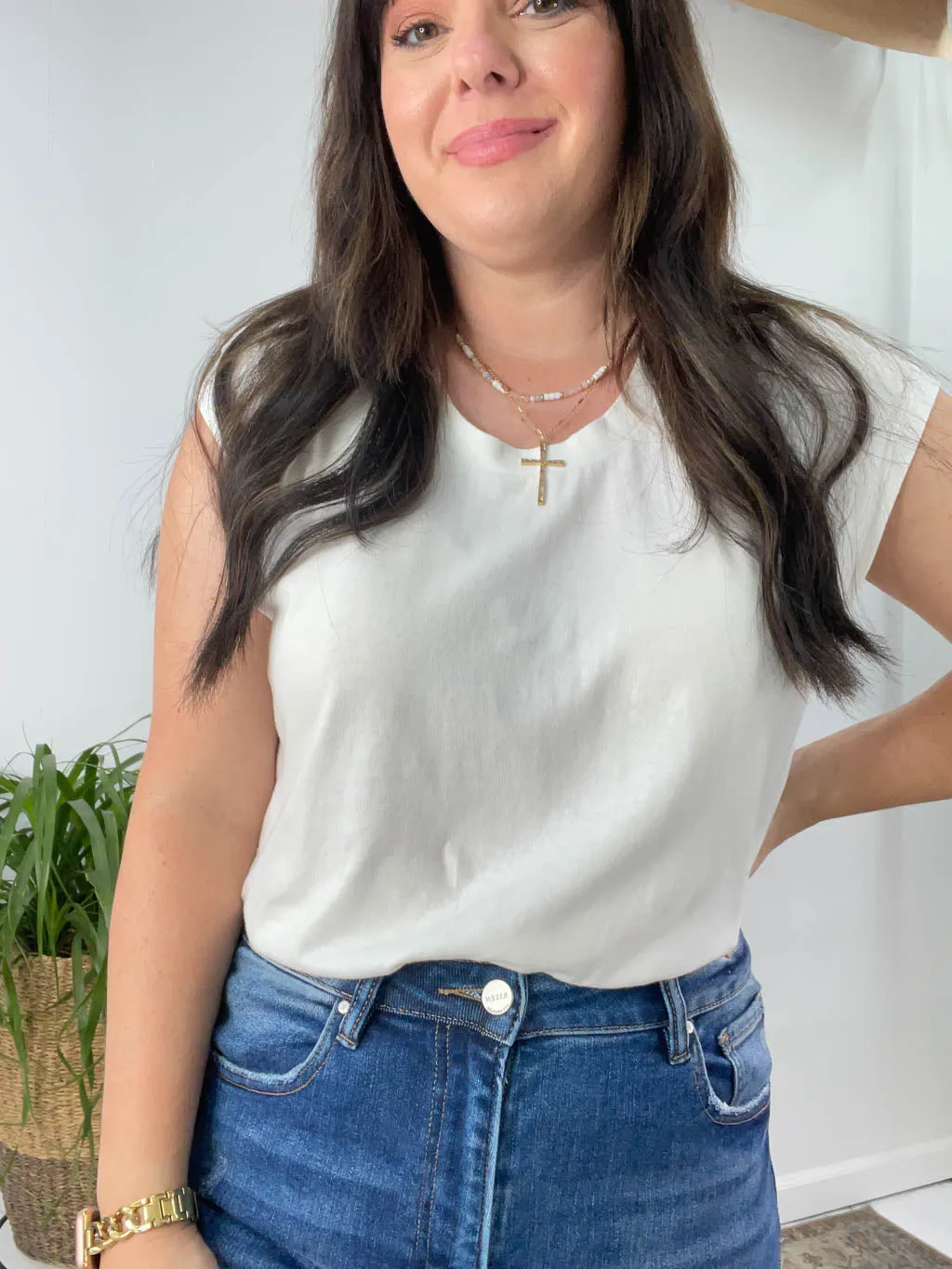 Samantha Cap Sleeve Cotton Tee