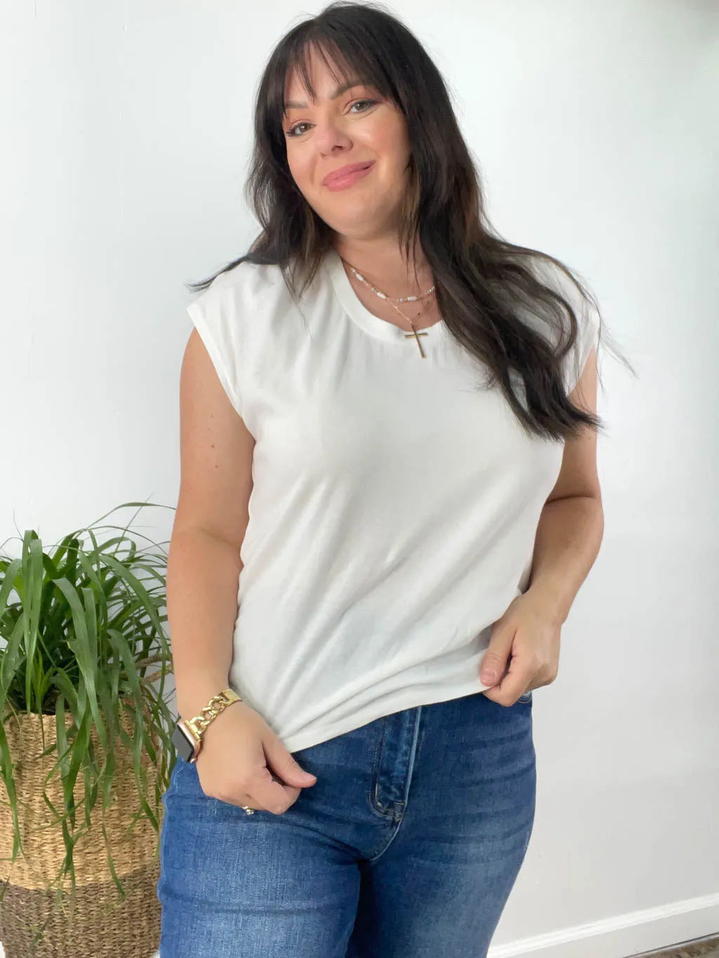 Samantha Cap Sleeve Cotton Tee