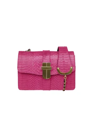 SAMAYA MINI BOX BAG IN SHERBERT PINK SNAKESKIN