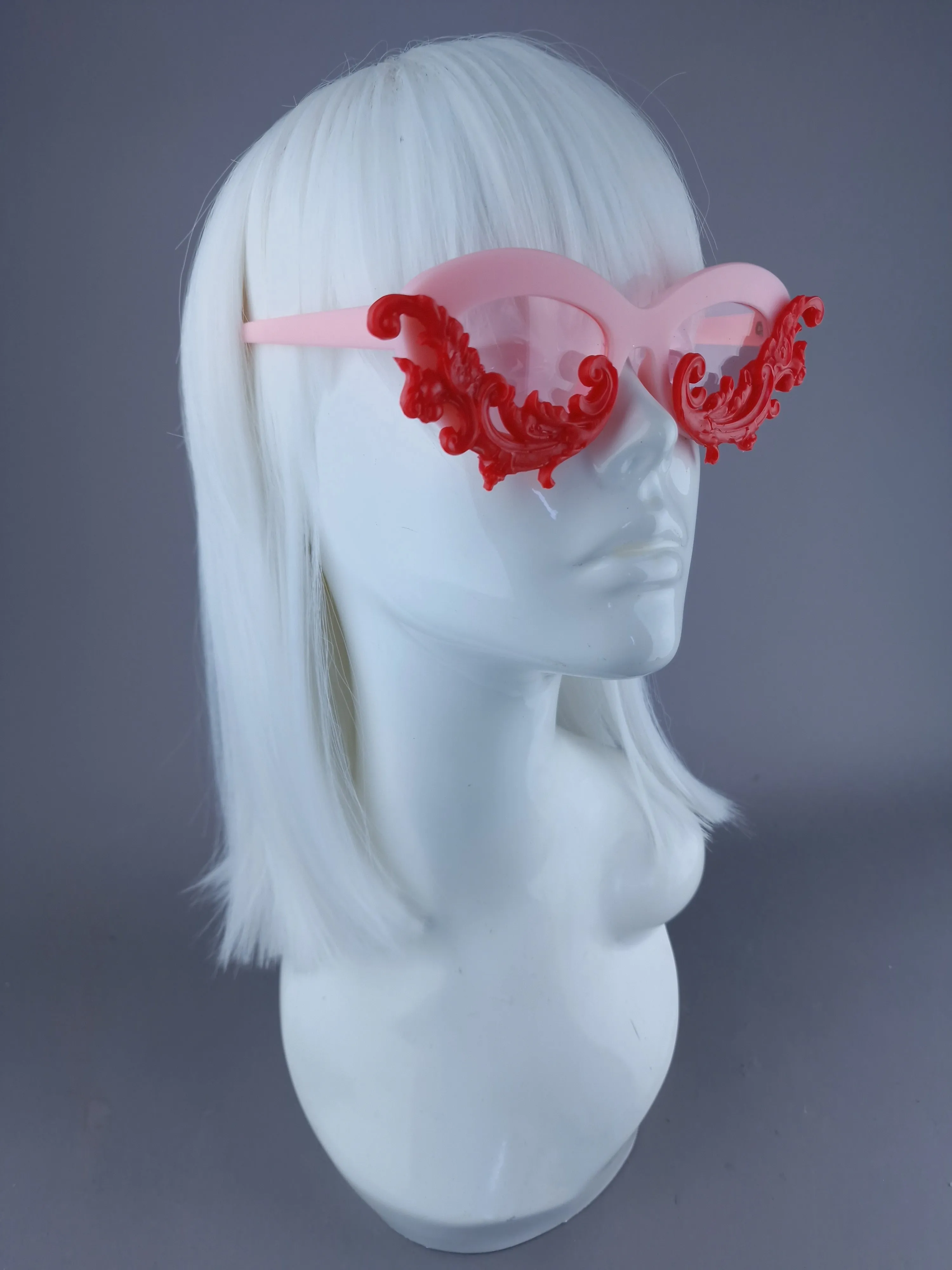 SAMPLE! Pink & Red Cateye Sunglasses