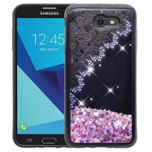 Samsung Galaxy J7 V / J7 (2017) / J7 Perx / J7 Sky Pro / J7 Prime / Galaxy Halo Case Luxury Bling Liquid Glitter Quicksand Cover -  Purple Lace