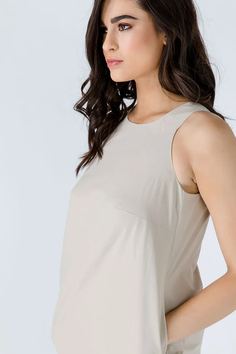 Sand Colour Cotton Sack Dress