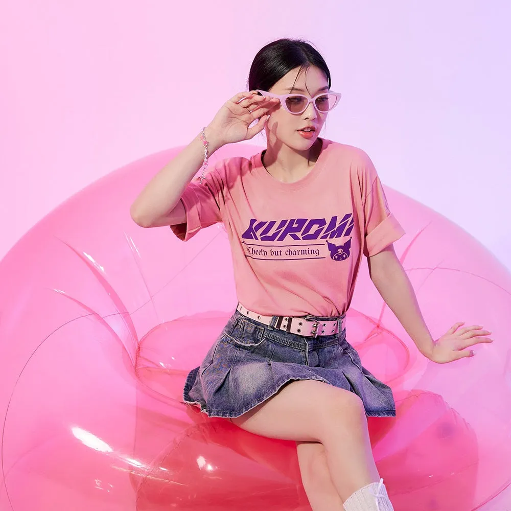 Sanrio Kuromi Print Short Sleeve Women Casual T-Shirt Top