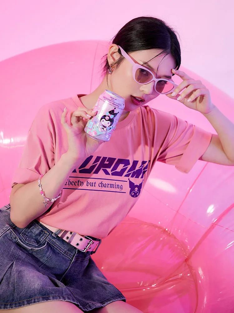 Sanrio Kuromi Print Short Sleeve Women Casual T-Shirt Top