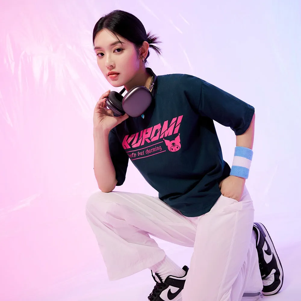 Sanrio Kuromi Print Short Sleeve Women Casual T-Shirt Top