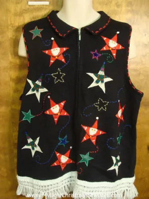 Santa and Snowmen Stars Cute Christmas Sweater Vest
